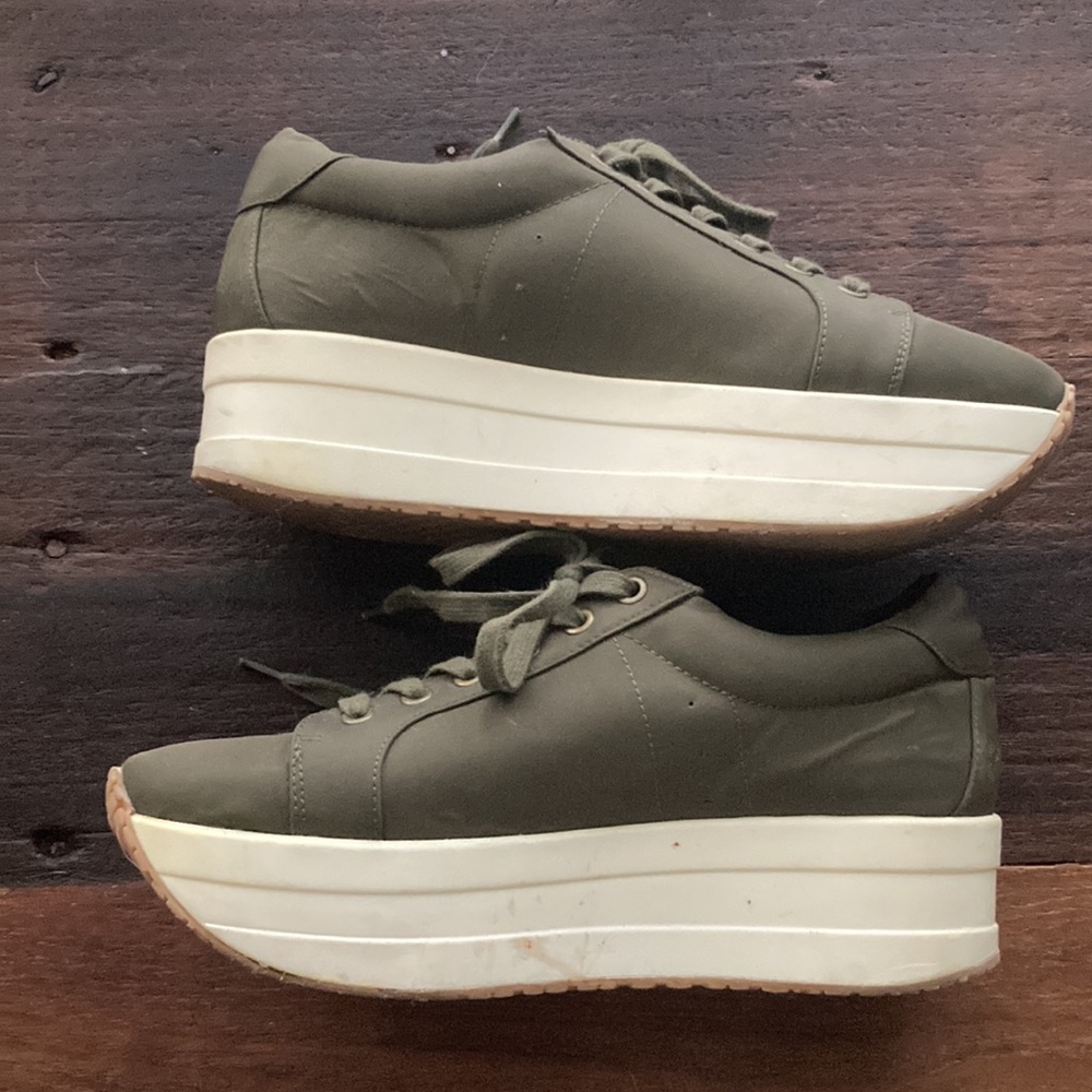 Steven Barb Olive Green Platform Sneakers 8.5 Women’s Lace Up Shoes - Picture 2 of 7